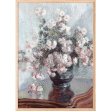 Zestia Ahşap Çerçeveli Duvar Tablosu Vazoda Çiçekler – Soft Pastel Salon Dekoru