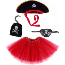 FRY Korsan Şapkası Eteği Kancası ve Göz Maskesi Kostüm Seti Kız Çocuk