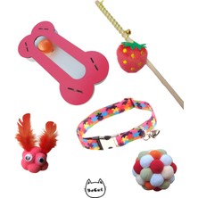 Normadia Sevimli Kedi Oyuncak Seti, Ponpon Top, Çilek Olta, Tasma ve Lazer Oyunları