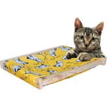 Normadia Doğal Ahşap Duvara Monte Kedi Hamağı ve Yatağı Seti