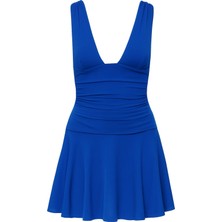 Les Séduisantes C.A. Dalgıç Kumaş Çift Kat Büzgülü Elbise