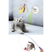 Normadia Renkli Peluş Tüylü Uzayabilir Teleskopik Kedi Oyun Oltası