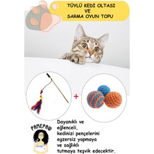 Normadia Tüylü Kedi Oyun Oltası ve Topu Ikili Seti, Eğlenceli ve Aktif Anlar Için