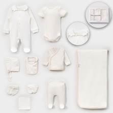 Bebeva Baby %100 Pamuk 10'lu Kız Bebek Hastane Çıkışı Seti - Bej