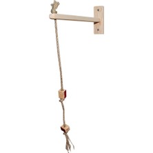 Normadia Doğal Ahşap Kedi Oyun Oltası ve Ipli Duvara Monte Eğlence Seti