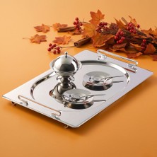 Arsel Grace Sade Platin Kulplu 28 Parça Çay Tepsi Seti 304 Kalite Çelik Çeyiz, Misafir, Günlük Sunum