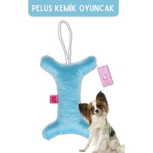 Normadia Peluş Köpek Oyuncağı Kemik, Çekiştirmeli, Diş Temizliği, Büyük, Mavi