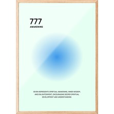 Zestia Ahşap Çerçeveli Duvar Tablosu 777 Awakening – Soft Mavi Tonlar Salon Dekoru