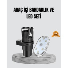 FRY 360° Döner Çiftli Bardak Tutucu ve Kablosuz Ambiyans LED Işık Araç Seti