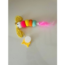 Normadia Renkli Tırtıl Kedi Oyun Oltası Ipli Çıngıraklı Tüylü