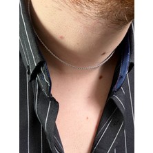 Arvens Gümüş Ince Burgu Zinciri Unısex Kolye Silver Kadın Paslanmaz Çelik Parlak Yüzey