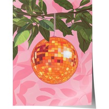 Zestia Poster Modern Disko Topu ve Yapraklar Salon Dekoru