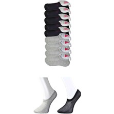 Vexor Siyah ve Gri Kadın Görünmez Çorap 9 Çift