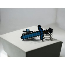 Uztech Minecraft Elmas Kılıç Anahtarlık - 3D Baskı Piksel Figür - Oyuncu Aksesuarı