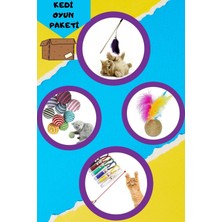 Normadia Eğlenceli Kedi Oyuncak Seti: Oltası, Hasır Top, Tüylü Top ve Lazer Keyfi