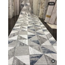 Nesrin Jel Kaymaz Taban Kesme Halı Yolluk Mavi Makinede Yıkanabilir