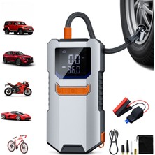 Matechno 8.000 Mah Şarjlı Taşınabilir Araç Akü Şarj Takviyeli Işıklı Hava Kompresörü Powerbankli