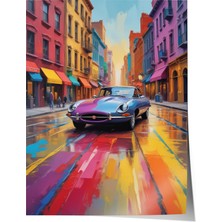 Zestia Poster  Şehir Sokaklarında Klasik Araba Retro Tonlar Salon Dekoru