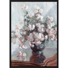 Zestia Siyah Çerçeveli Duvar Tablosu Vazoda Çiçekler – Soft Pastel Salon Dekoru