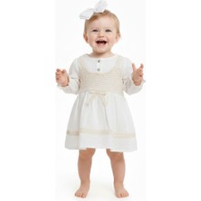 Butik Kız Bebek %100 Pamuklu Müslin Toka Aksesuarlı Elbise