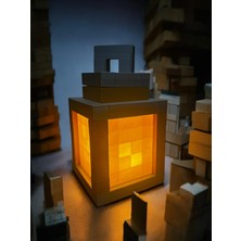 Uztech Minecraft Feneri - Dekoratif Gece Lambası - Piksel Tasarım 3D Baskı Masa Lambası