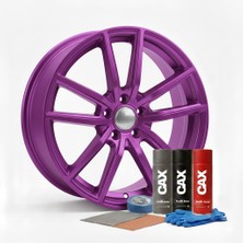 CAXCOLORS Cax Jant Boyama Seti 400ML-ISIYA Dayanıklı Jant Boyası +Astar + Vernik+ Zımpara Metalik Mor