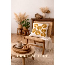 Luna Luxe Home Zafira | Bohem Tasarım Yaprak Desen Dekoratif Kırlent Kılıfı (43X43CM)