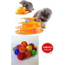 Normadia Eğlenceli 3 Katlı Kedi Kulesi ve Zilli Top Seti