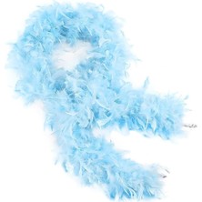 FRY Açık Mavi Renk Kabarık Kalın Otriş Boa Tüy 6 cm Genişlik 180-200 cm Uzunluk