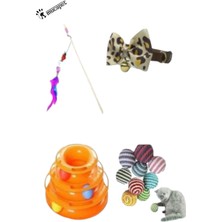 Normadia Eğlenceli Kedi Oyun Seti: Top, Oltası ve Plastik Oyuncak 3'lü Paket