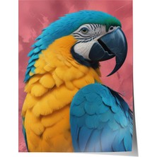 Zestia Poster Renkli Papağan Portresi – Mavi ve Sarı Tonlarda Salon Dekoru