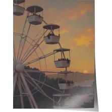 Zestia Poster Gün Batımında Dönme Dolap – Sıcak Turuncu Gökyüzü Salon Dekoru