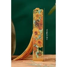 Kolbi Craft Van Gogh Ayçiçekleri Temalı Altın Renk Metal Kitap Ayracı 10.8 cm x 2.2 cm Hediyelik