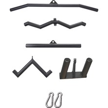 CrewSport Fat Grip Aparat Seti - Lat Pulldown Bar - Triceps Bar - Rowing Bar - V Bar -  Fitness Aparat