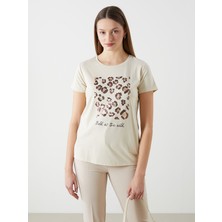 Lc Waikiki Yeni Sezon Bisiklet Yaka Pul Payetli Kadın Tişört