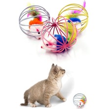 Normadia Metal Kafesli Pelüş Fareli Kedi Köpek Oyuncağı 6 Cm, Eğlenceli ve Sevimli