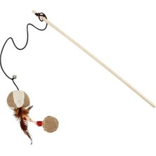 Normadia Doğa Dostu Tahta Saplı Kedi Oltası, 40 Cm, Eğlenceli ve Güvenli Oyun