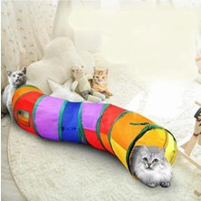 Normadia Kıvrımlı Katlanabilir Kedi ve Köpek Oyun Tüneli Gökkuşağı Renkli