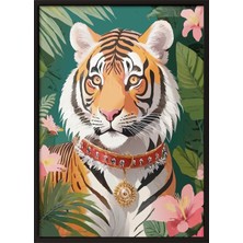 Zestia Siyah Çerçeveli Duvar Tablosu Egzotik Kaplan Salon Dekoru