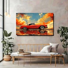 Artprinta Klasik Kırmızı Araba Kanvas Tablo – Vintage Otomobil & Sanatsal Duvar Dekoru