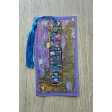 Kolbi Craft Altın Renk Metal Kitap Ayracı 11 cm Püsküllü Nilüferler Van Gogh Desenli Hediyelik