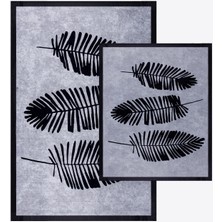 Helen's Home Banyo Paspası Dijital Baskı Su Emici Yıkanabilir Kaymaz Taban 2li Banyo Halısı 40X50 60X90