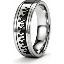 Famex Butik ve Aksesuar Erkek Çelik Yüzük – Siyah Dalga Desenli Modern Tasarım | Paslanmaz Çelik | Şık, Dayanıklı ve Günlük Kullanıma Uygun Erkek Yüzüğü