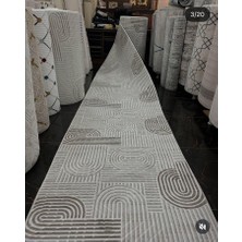 Nesrin Jel Kaymaz Taban Kesme Halı Yolluk Krem Kahve Şekilli Makinede Yıkanabilir