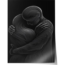 Zestia Poster Çizgisel Sarılma Figürü – Siyah Beyaz Minimal Kompozisyon Salon Dekoru