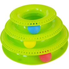 Normadia Üç Katlı Dönen 3 Toplu Çember Kedi Oyuncağı 25X13 cm Yeşil