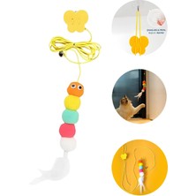 Normadia Renkli Ponponlu Elastik Kedi Oyun Oltası, Çıngıraklı Eğlence Seti