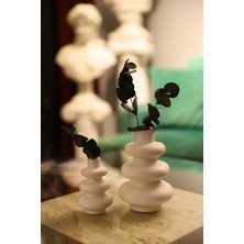 Myravis El Yapımı Beyaz 2li Beton Vazo Seti (Çiçek Dahil Değildir)