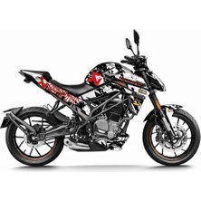 Kaplama Merkezi Cfmoto NK250 2024 Yeni Kasa Parçalı Kaplama Sticker Etiket Modeli Siyah - Beyaz Renk Naked Sport