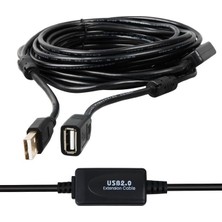Pazarcan PM-11955 USB 2.0 Siyah Chipset 10 Metre USB Uzatma Kablosu